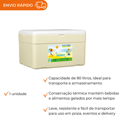 Caixa de Isopor Térmica 80L - Unidade