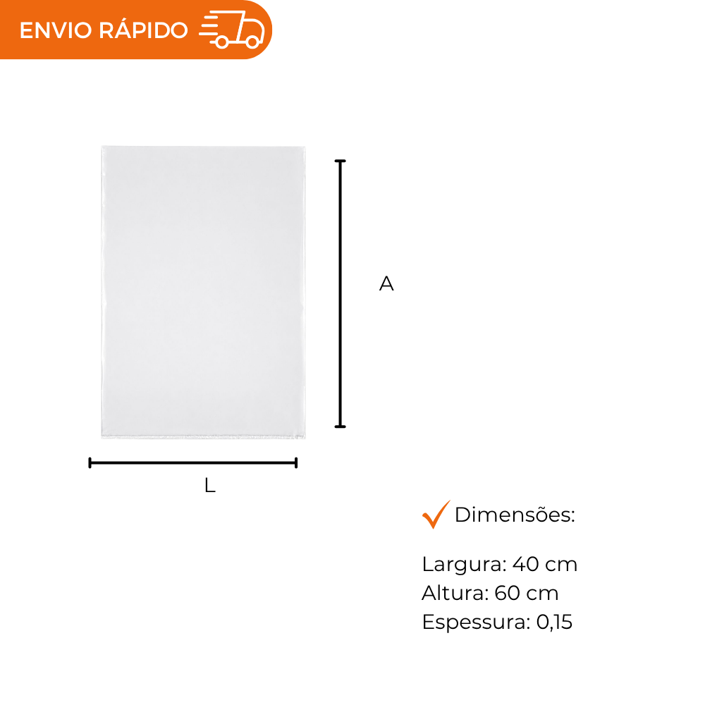 SACO PLASTICO BD CRISTAL 40X60X0,15 - PC C/1KG