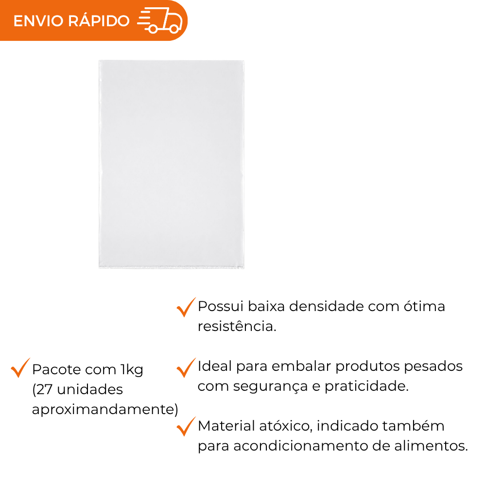 SACO PLASTICO BD CRISTAL 40X60X0,15 - PC C/1KG