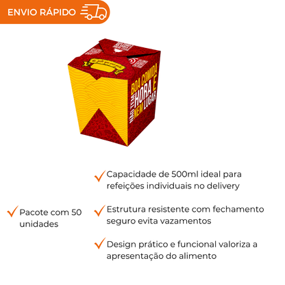 EMBALAGEM PARA REFEICAO BOX 500ML VERM - PC C/50