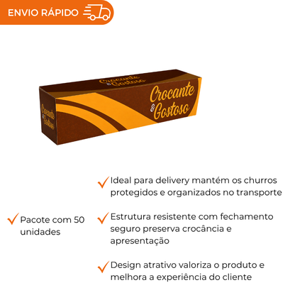 50 Embalagens Caixas para Churros Entrega Delivery
