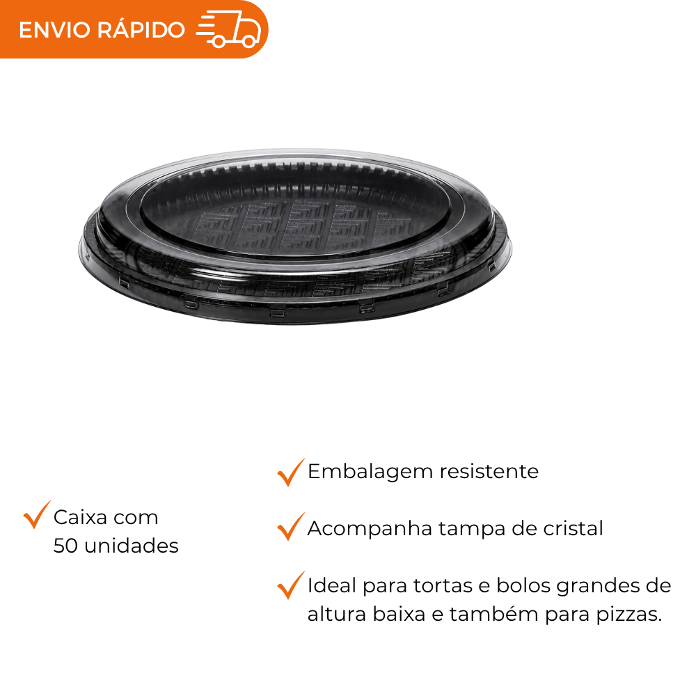 EMBALAGEM PET P/ PIZZA RASA PT - P 60 - CX C/50