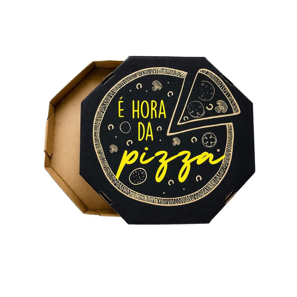 EMBALAGEM PARA PIZZA 40CM KRAFT IMPRESSA É HORA - PACOTE COM 10
