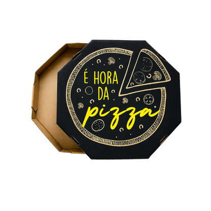 EMBALAGEM PARA PIZZA 40CM KRAFT IMPRESSA É HORA - PACOTE COM 10