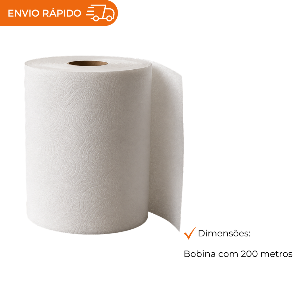 PAPEL TOALHA BOBINA 100% CELULOSE 20GR- FD C/6X200M