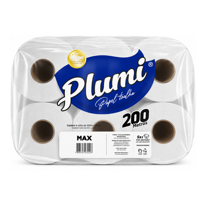 PAPEL TOALHA BOBINA 100% CELULOSE 20GR- FD C/6X200M