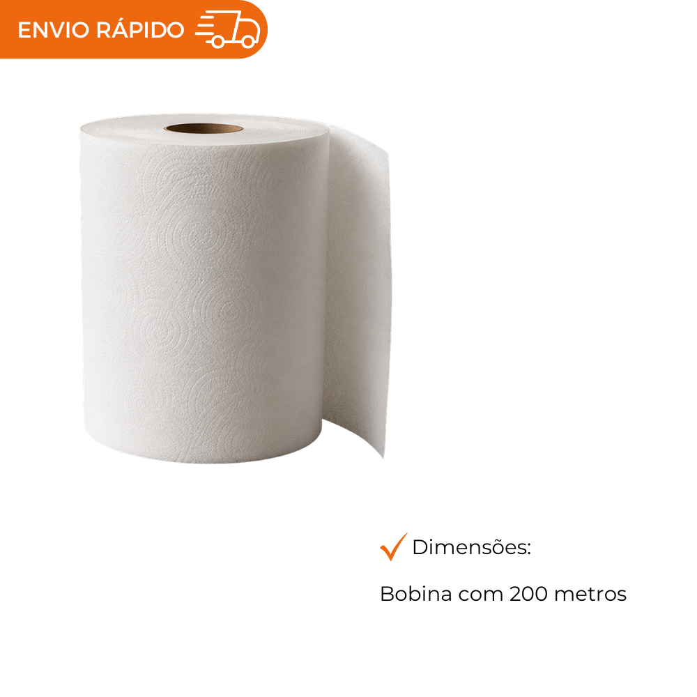 PAPEL TOALHA BOBINA 100% CELULOSE 24G - FD C/6X200M