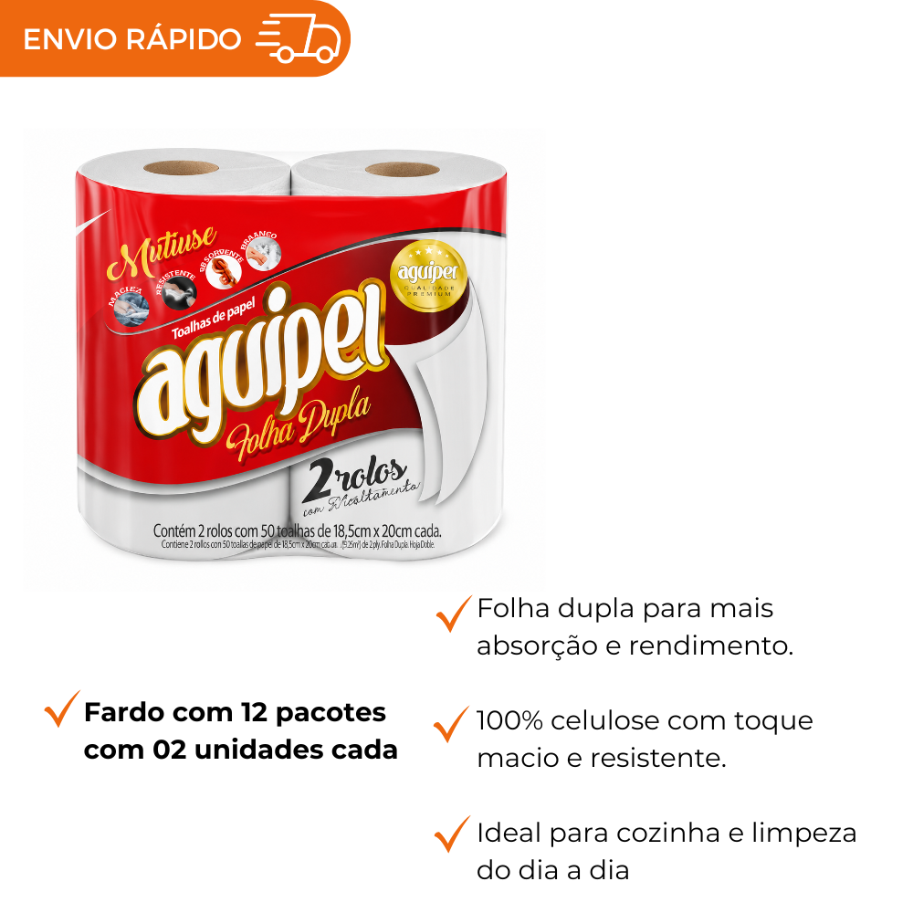 PAPEL TOALHA BOB. 100% CELULOSE 12X2X50- FD C/2X50M