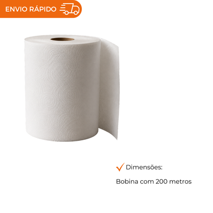 PAPEL TOALHA BOBINA BRANCO 24GR- FD C/6X200M