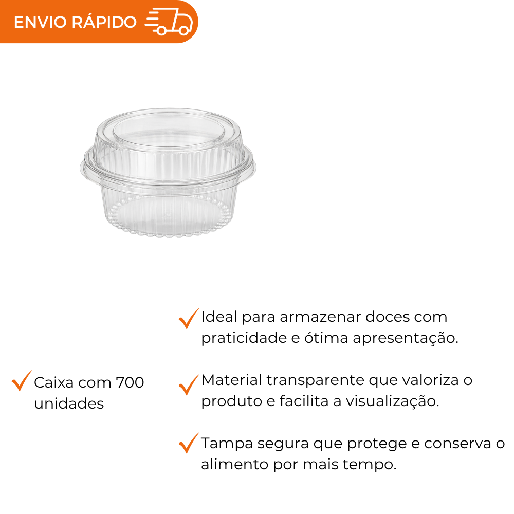 EMBALAGEM PET 1 DOCE REDONDO MINI G 645 SF - CX  C/70X10