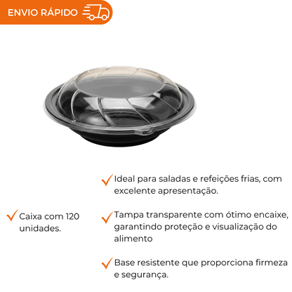 SALADEIRA PET 1000ML IDEAL PT - G 26I - CX C/120