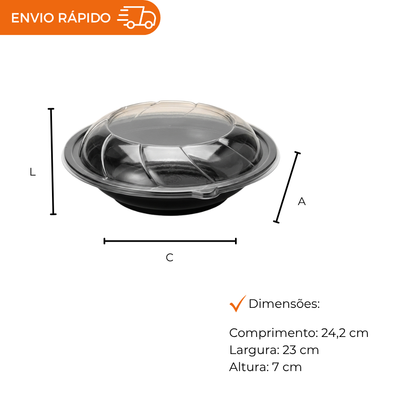 SALADEIRA PET 1000ML IDEAL PT - G 26I - CX C/120