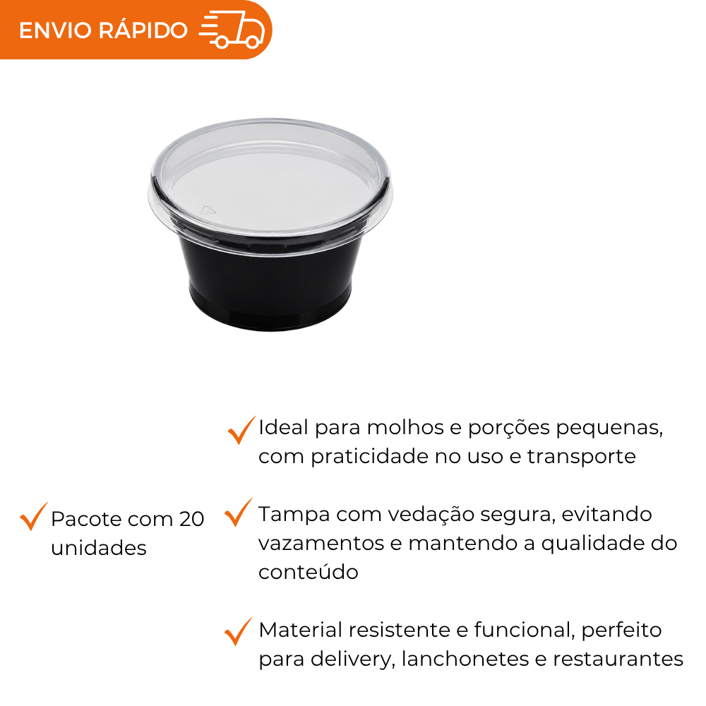 POTE 30ML C/TAMPA P/MOLHO PR PET - D 695
