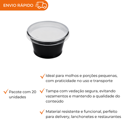POTE 30ML C/TAMPA P/MOLHO PR PET - D 695