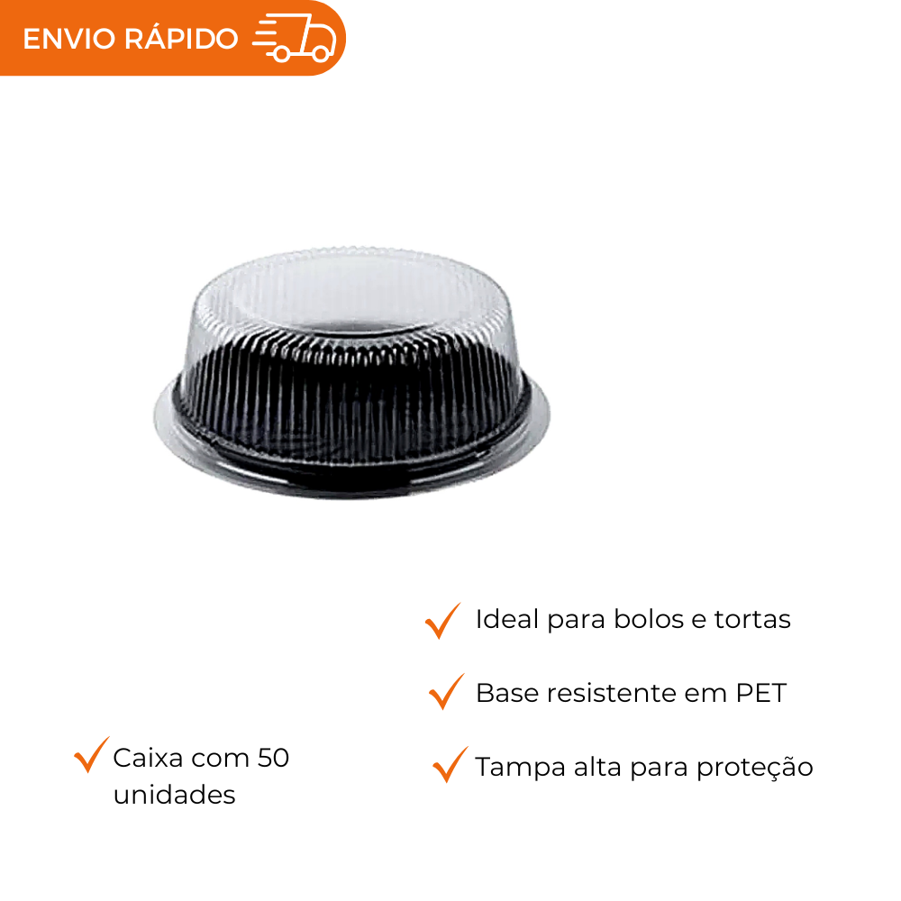 EMBALAGEM PET TORTA GRANDE RETA - D 60A - CX C/50