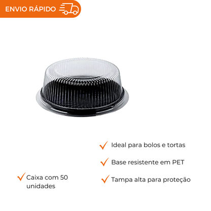 EMBALAGEM PET TORTA GRANDE RETA - D 60A - CX C/50