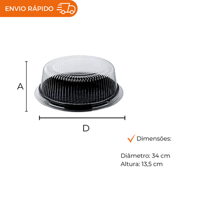 EMBALAGEM PET TORTA GRANDE RETA - D 60A - CX C/50