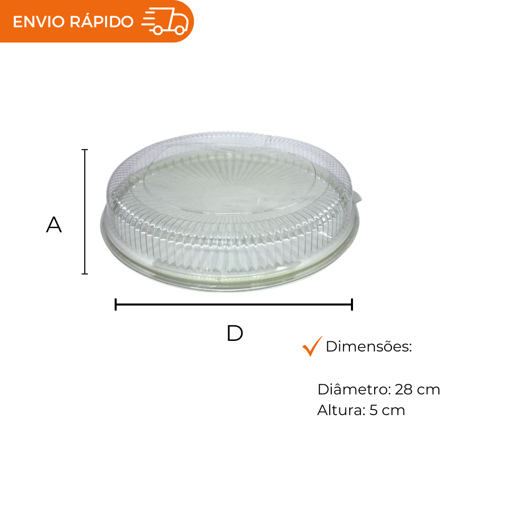 EMBALAGEM PET TORTA GRANDE BRANCA - D 60B - CX C/50