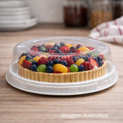 EMBALAGEM PET TORTA GRANDE BRANCA - D 60B - CX C/50