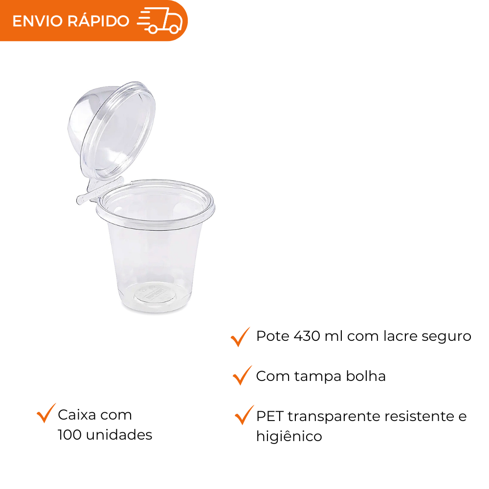 POTE 430ML COM LACRE REDONDO - F233 - CX C/100