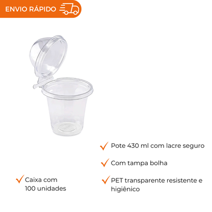 POTE 430ML COM LACRE REDONDO - F233 - CX C/100