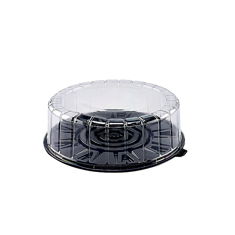 EMBALAGEM DE ISOPOR PRETA COM TAMPA PET PARA TORTA - FF35APR