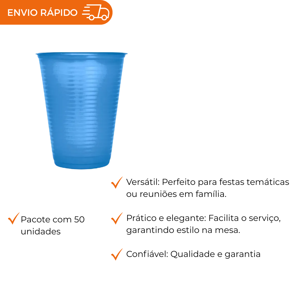 COPO DESCRTÁVEL 200ML PS AZUL - PC C/50