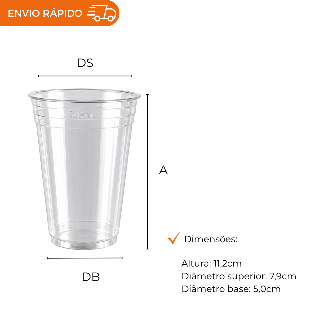 COPO 300 ML DESC. PP TRANSP - PPT-330 - CX C/20X50