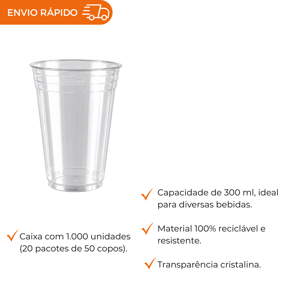 COPO 300 ML DESC. PP TRANSP - PPT-330 - CX C/20X50