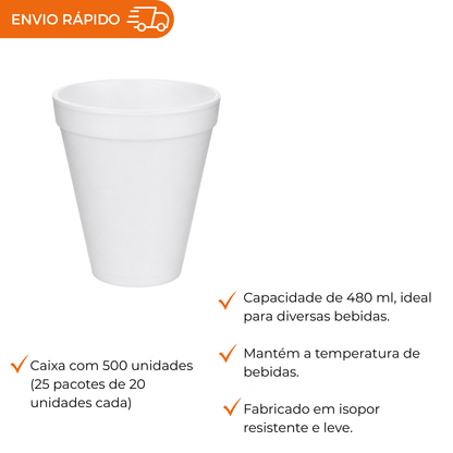 COPO ISOPOR 480 ML TERMICO - CTT-480 - CX C/25X20