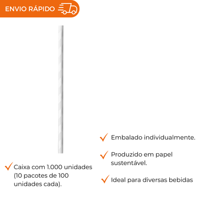 CANUDO PAPEL BRANCO SACHE 6MM - CX C/10X100
