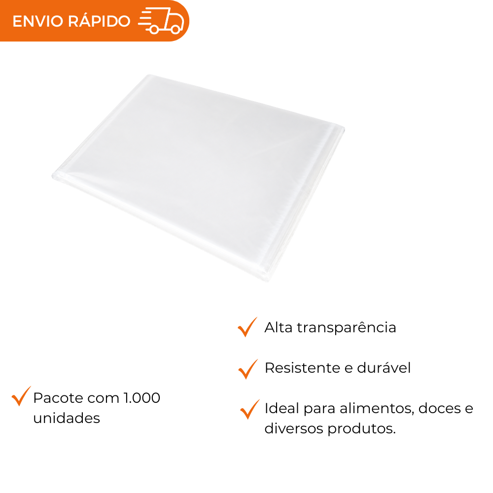 SACO PLASTICO POLIPROPILENO 22X40X0,06 - PC C/1000