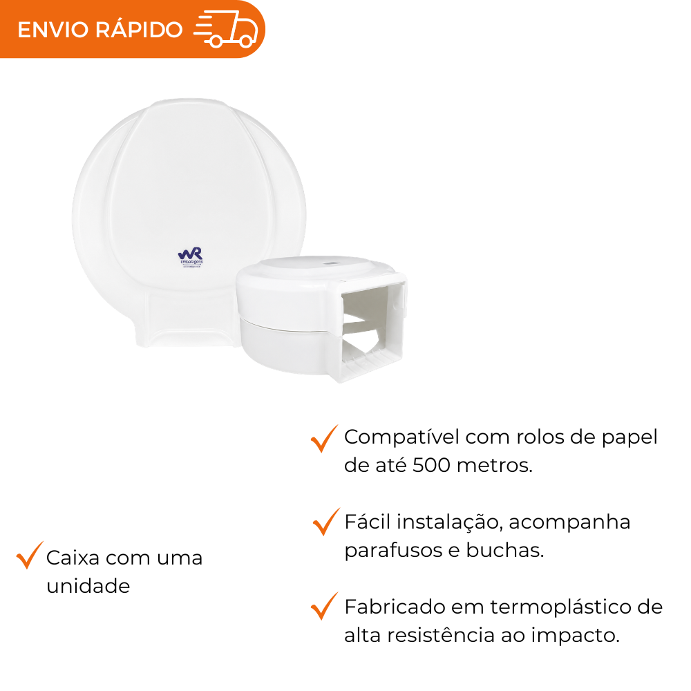 DISPENSER P/PAPEL HIG ROLAO BCO ECO 500M - CX C/1