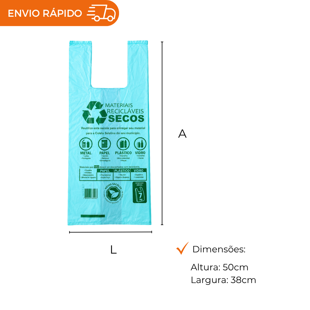 SACOLA C/ALCA 38X50 VERDE - LEI RJ. REFORÇADA