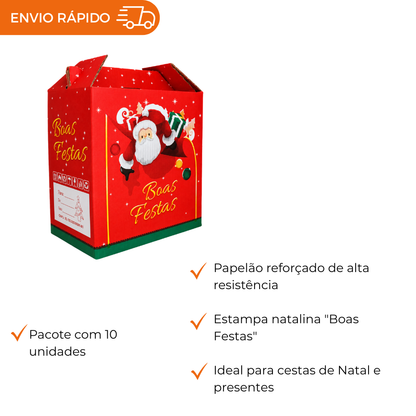 CESTA DE NATAL BOAS FESTAS VERMELHA - PC C/10