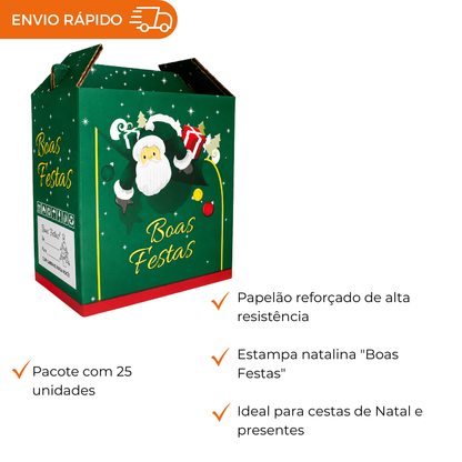 CESTA DE NATAL BOAS FESTAS VERDE - PC C/25