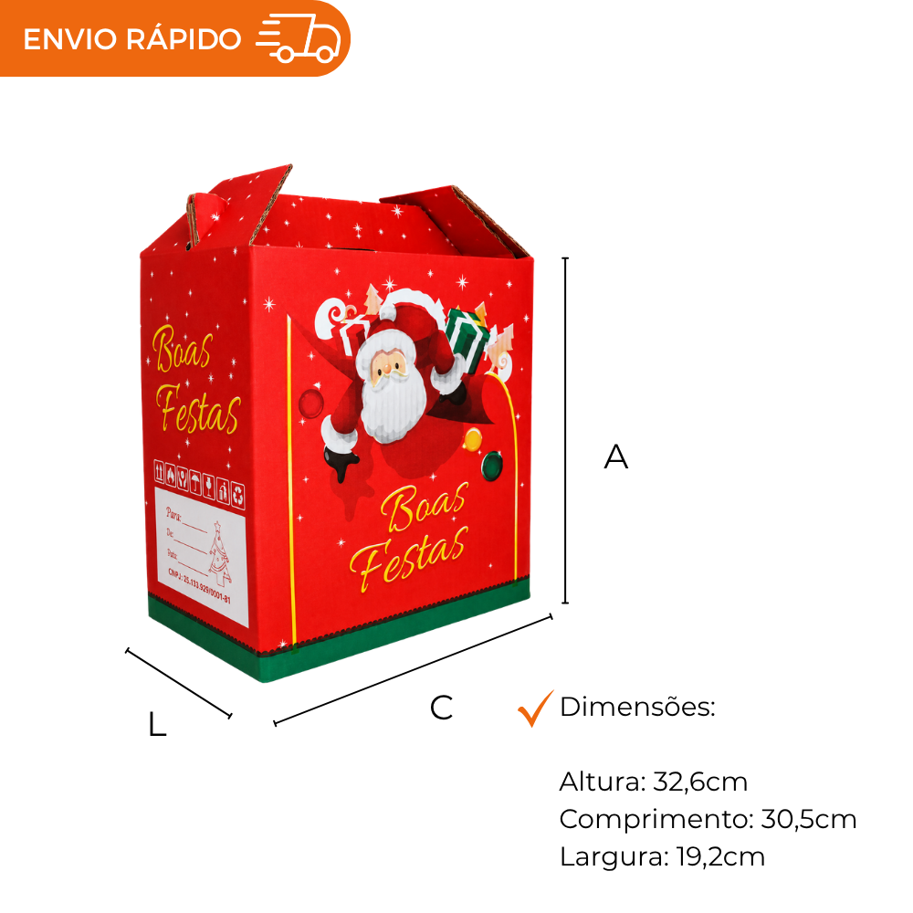 CESTA DE NATAL BOAS FESTAS VERMELHA - PC C/10