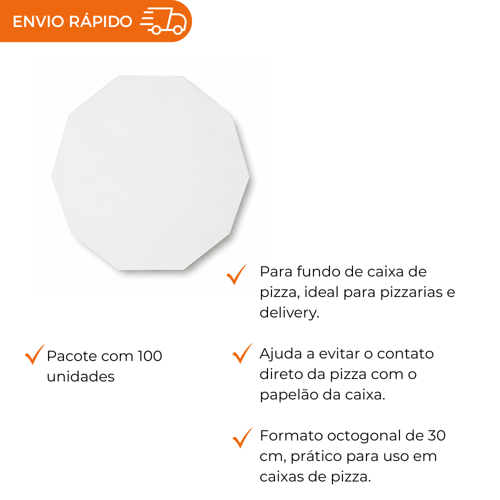 PAPEL MANTEIGA P/CAIXA DE PIZZA 30CM - PC C/100