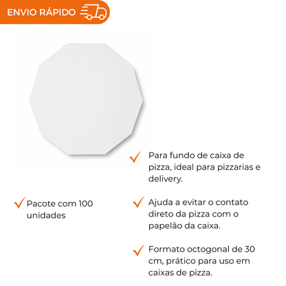 PAPEL MANTEIGA P/CAIXA DE PIZZA 30CM - PC C/100