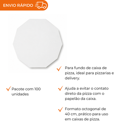 PAPEL MANTEIGA P/CAIXA DE PIZZA 40CM - PC C/100