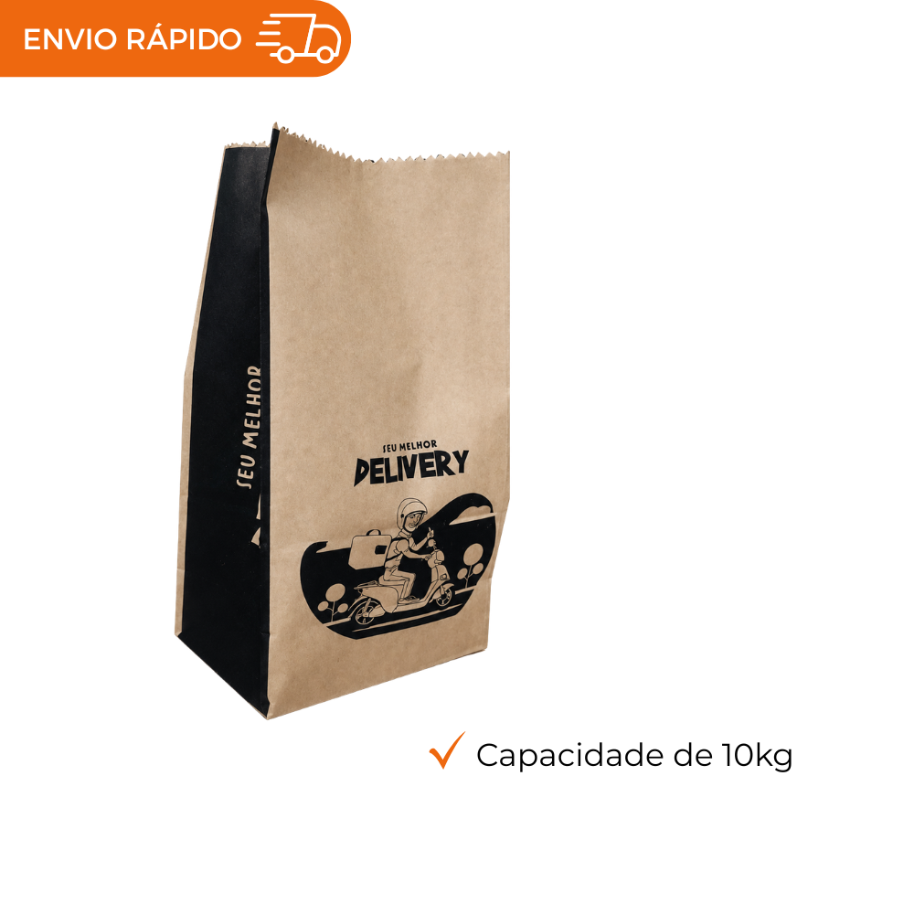 SACO PAPEL 10 KG KRAFT S.O.S. DELIVERY - PC C/100