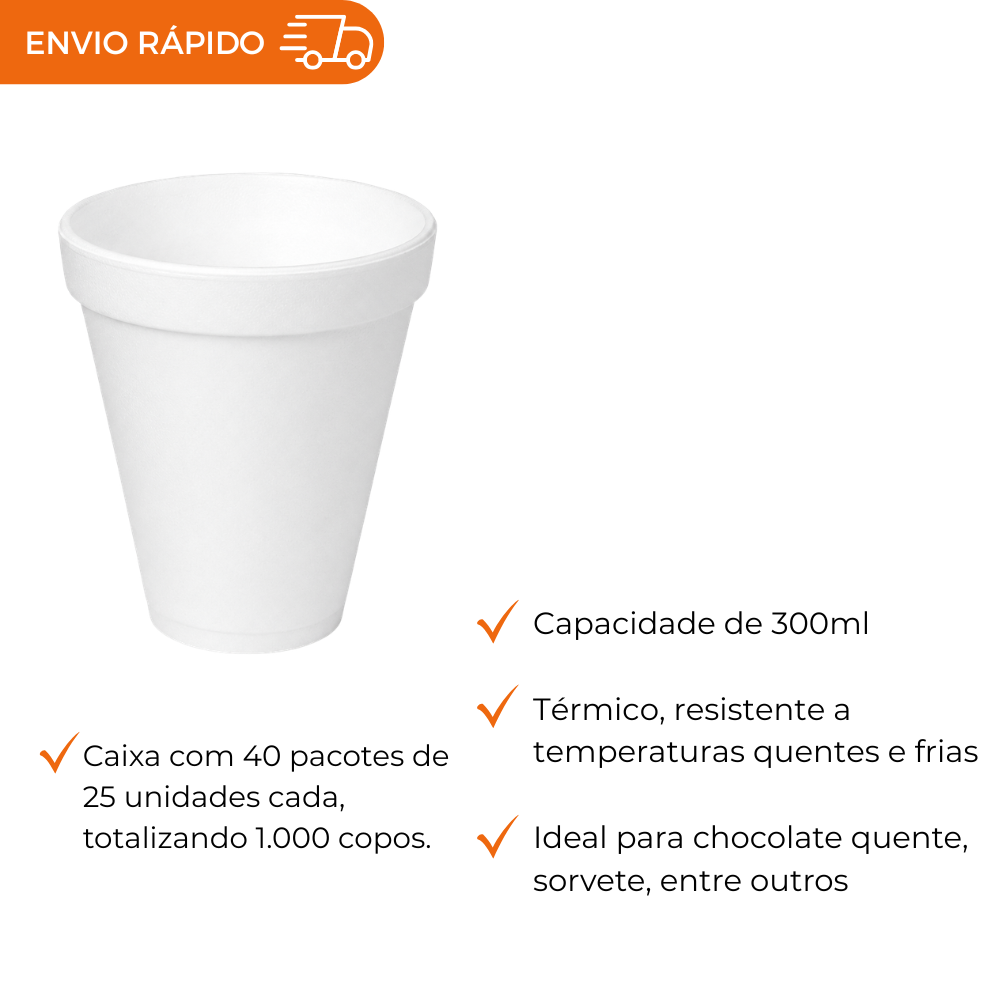 COPO ISOPOR 300 ML TERMICO - CCT-300 - CX C/40X25