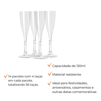 TACA P/CHAMPAGNE 120ML PMMA CRISTAL - CX C/14X4