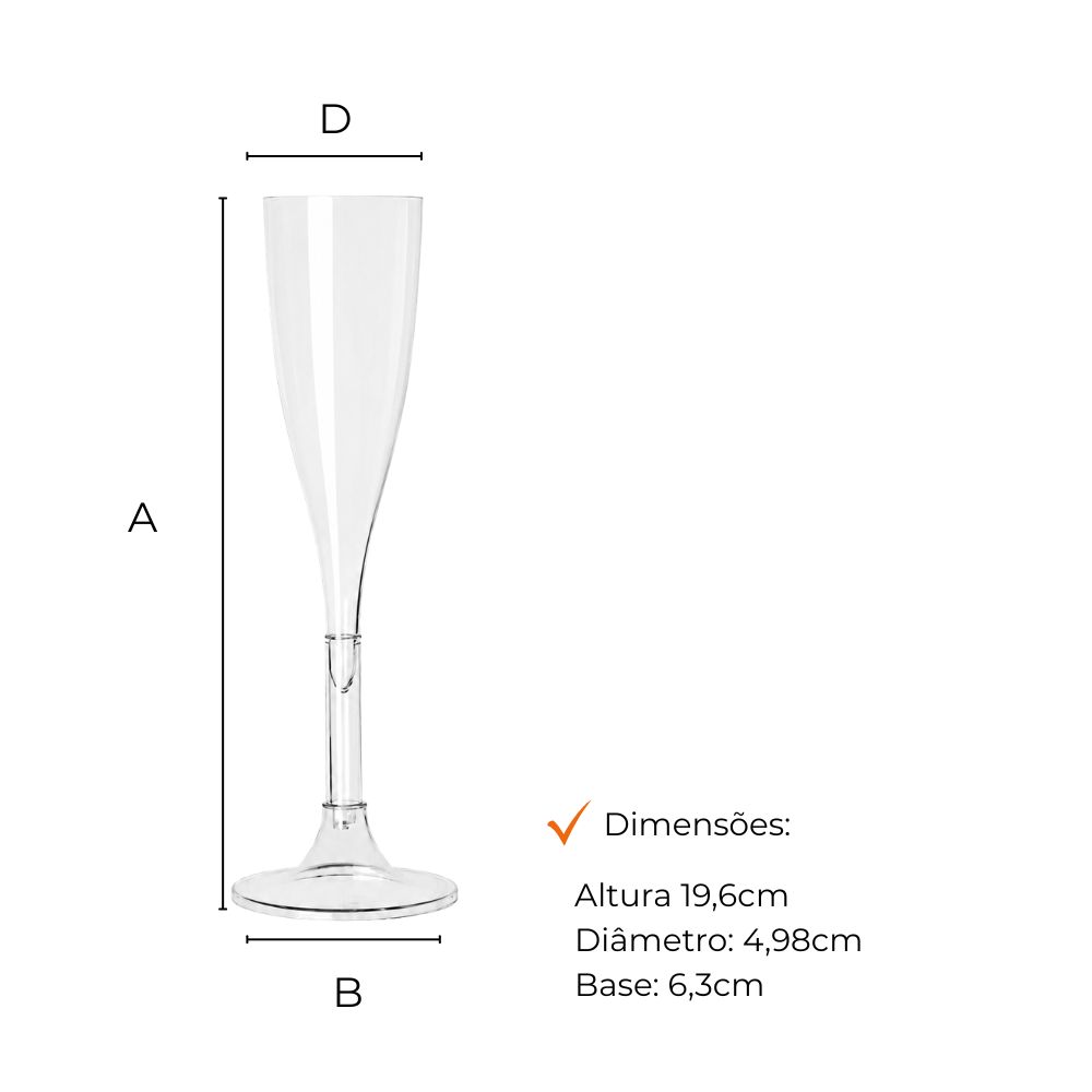 TACA P/CHAMPAGNE 120ML PMMA CRISTAL - CX C/14X4