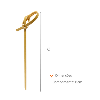 ESPETO P/KNOTTED STICKS BAMBU 15CM - PC C/50
