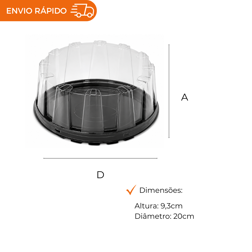 EMBALAGEM PET TORTA MINI PT - G 32 DELTA - CX C/100
