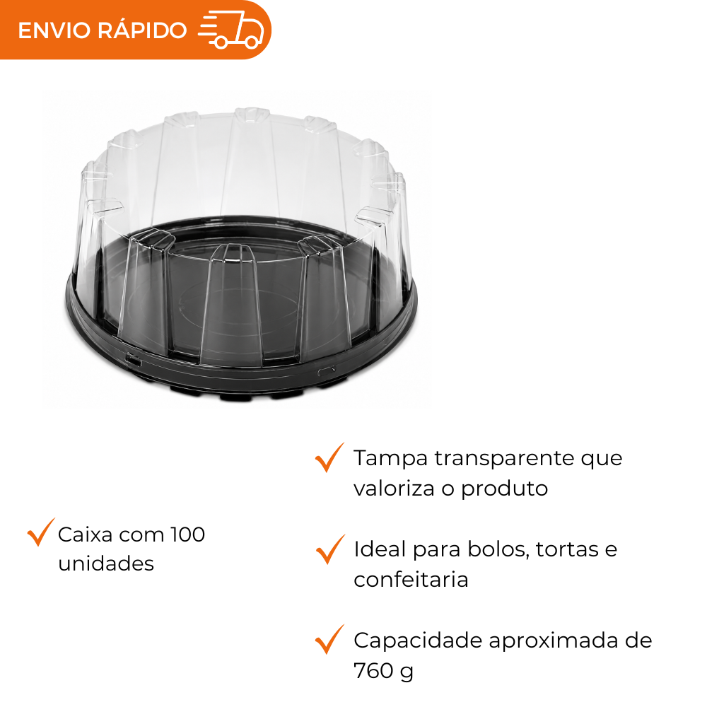 EMBALAGEM PET TORTA MINI PT - G 32 DELTA - CX C/100