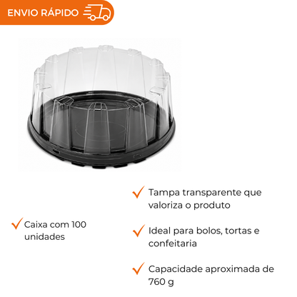 EMBALAGEM PET TORTA MINI PT - G 32 DELTA - CX C/100