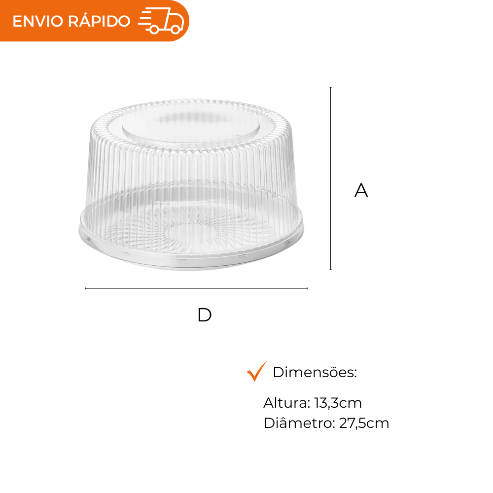 EMBALAGEM PET TORTA PQ BR - G 50MA - CX C/50