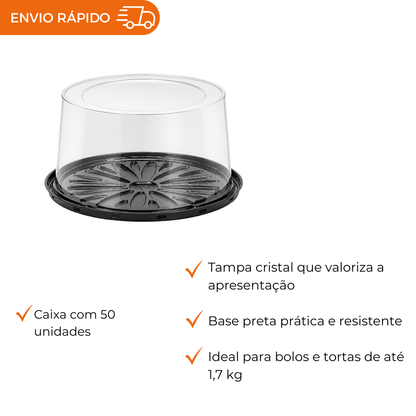 EMBALAGEM PET TORTA PQ PT - G 50CTA - CX C/50